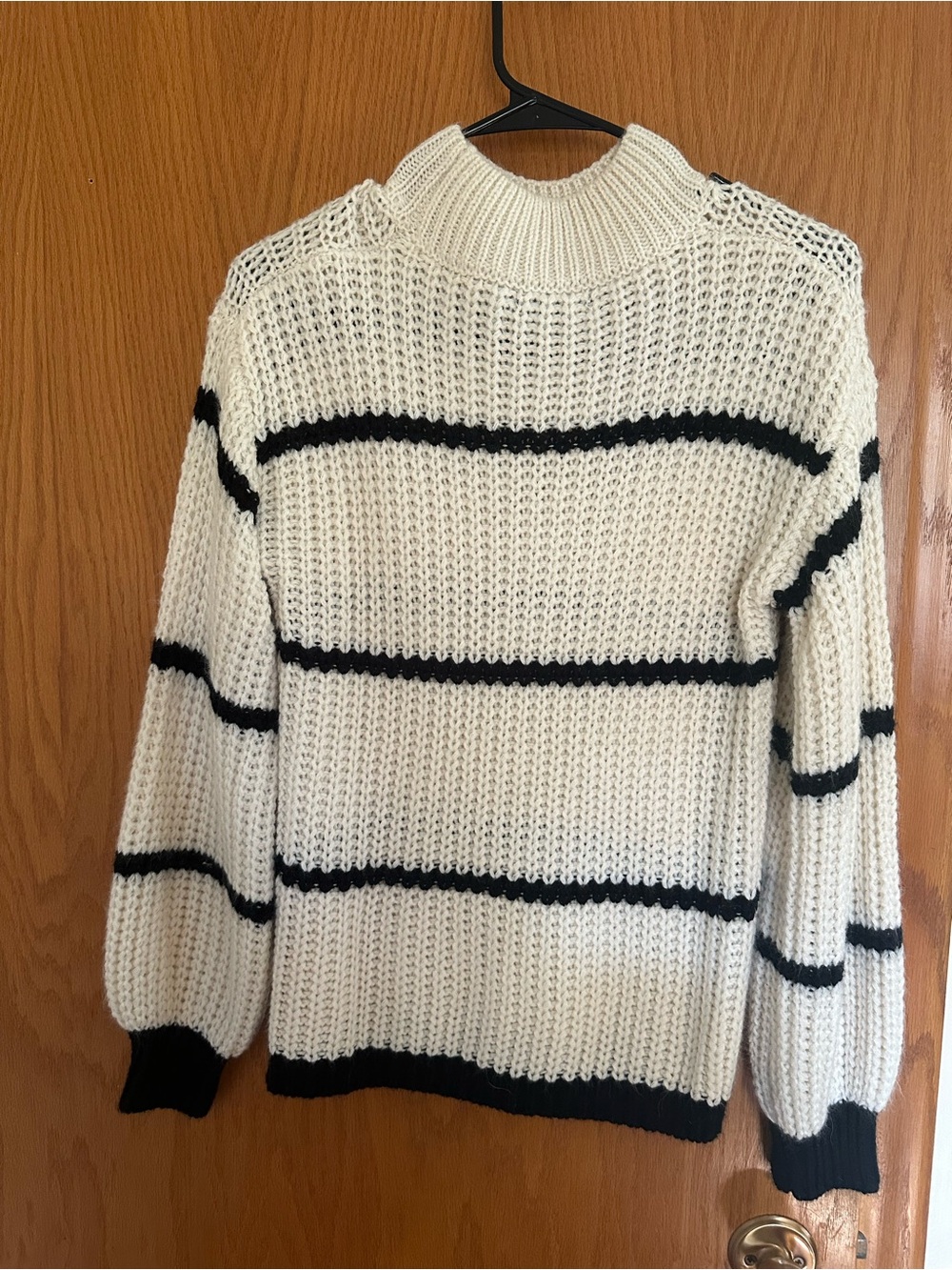 White and black striped sweater